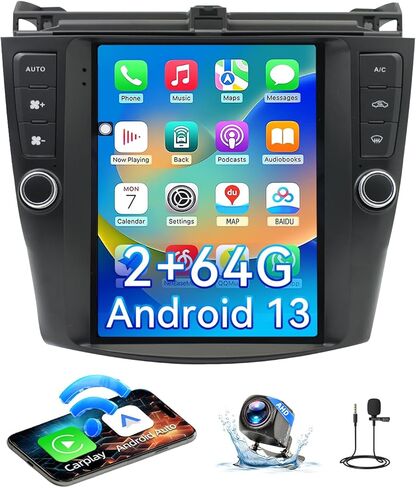 Binize Android 12 Car Stereo متوافق مع Carplay&Android Auto 10 بوصة تعمل باللمس لسيارة Honda Accord 7th 2003 2004 2005 2006 2007 يدعم GPS Navi/Bluetooth/FM/AM/DSP+كاميرا احتياطية in Saudi Arabia