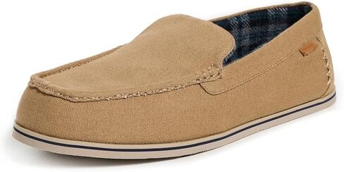 Hari Mari- Hacienda Canva- Men’s Premium Coated Canvas Loafer Slipper with Plaid Interior Lining- Indoor/Outdoor, Memory Foam Footbeds, and Rubber Outsoles in Saudi Arabia