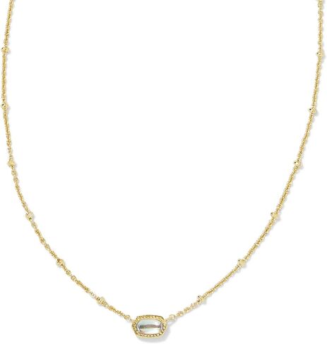 Kendra Scott, Women's, Mini Elisa Satellite Short Pendant Necklace, Vintage Silver Golden Obsidian, One Size in Saudi Arabia