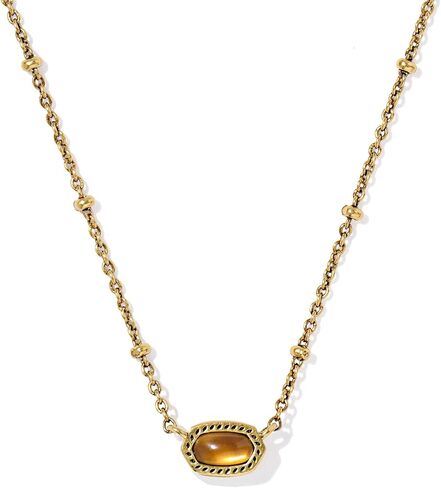 Kendra Scott, Women's, Mini Elisa Satellite Short Pendant Necklace, Vintage Silver Golden Obsidian, One Size in Saudi Arabia