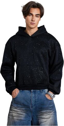SOLY HUX Men's Glitter Hoodies Long Sleeve Hooded Sparkly Pullover Sweatshirt Streetwear in Saudi Arabia