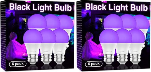 Onforu 9W LED Black Light Bulbs, A19 E26 Blacklight Bulb 75W Equivalent, Purple Bulb 385-400nm, Glow in The Dark for Halloween, Black Lights Party, Body Paint, Fluorescent Poster, Neon Glow, 6 Pack in Saudi Arabia