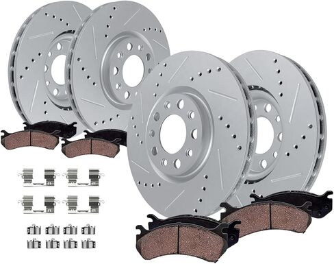 Detroit Axle-Brake Kit for Jeep 2013-2021 Grand Cherokee 2012-2020 Dodge Durango ، حفر دوارات فرامل القرص المحفورة بديلة فرامل سيراميك بديل: 13.78 "بوصة أمامية و 12.99" in Saudi Arabia