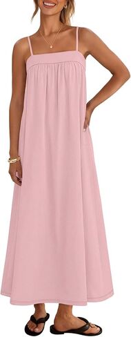 MEROKEETY Women's Summer Boho Maxi Dresses 2026 Spaghetti Straps Linen Sundress Casual Beach Vacation Long Dresses in Saudi Arabia
