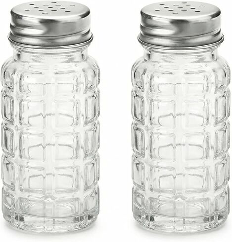 Top Kitchen Nostalgia Retro Style Glass Salt and Pepper Shakers with Stainless Steel Tops - 2 Pack in Kuwait