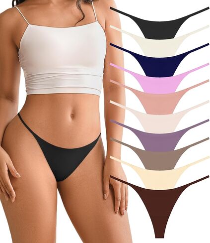 DEANGELMON G-string Thongs for Women Panties No Show Thong Seamless Underwear Low Rise Comfortable Microfiber Workout Pack in Kuwait