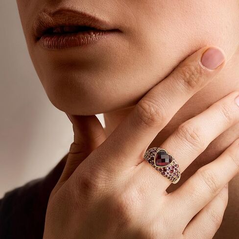 Ross-Simons 2.40 Carat Heart-Shaped Garnet and 2.70 ct. t.w. Multi-Gemstone Ring in 18kt Gold Over Sterling in Saudi Arabia