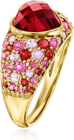 Ross-Simons 2.40 Carat Heart-Shaped Garnet and 2.70 ct. t.w. Multi-Gemstone Ring in 18kt Gold Over Sterling in Saudi Arabia