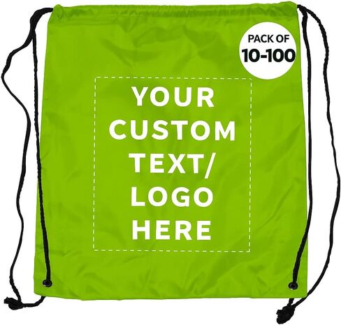 DISCOUNT PROMOS Custom Classic Polyester Drawstring Backpack Set of 10/50/100, Personalized Bulk Pack - Great for Travelling, Gym and for Everyday Use - Black in Kuwait