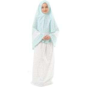طقم صلاة للبنات المسلمات من لازورد، طقم صلاة قطعتين، طقم 3 قطع (تنورة، وشاح، مسبحة) مناسب من 5 إلى 12 سنة in Kuwait