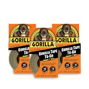 Gorilla 6100101-4 Duct Tape to-Go, 1" x 10 yd, Black, (Pack of 4), 4-Pack, 9 Count in Kuwait