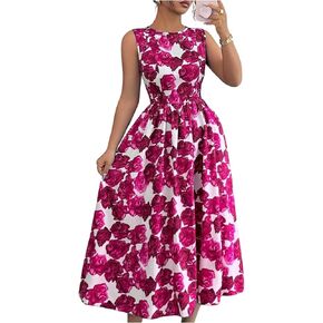 Floerns Women's Floral Tank Boho Midi Dress Sleeveless Ruffle Beach A Line Dresses in Saudi Arabia