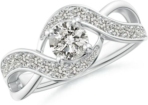 Angara Natural Diamond Solitaire Promise Ring for Women | Solitaire Round Diamond in 14K Solid Gold/Sterling Silver/Platinum | April Birthday, Anniversary Gemstone Jewellery Gift in Saudi Arabia