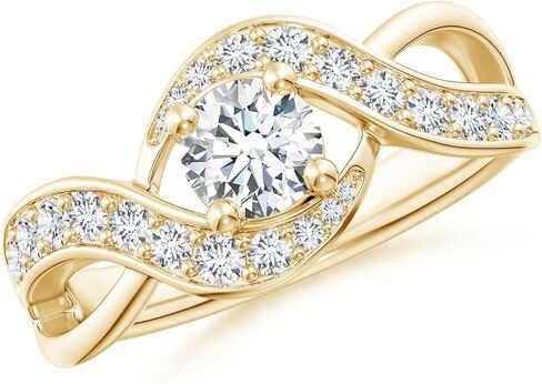 Angara Natural Diamond Solitaire Promise Ring for Women | Solitaire Round Diamond in 14K Solid Gold/Sterling Silver/Platinum | April Birthday, Anniversary Gemstone Jewellery Gift in Saudi Arabia