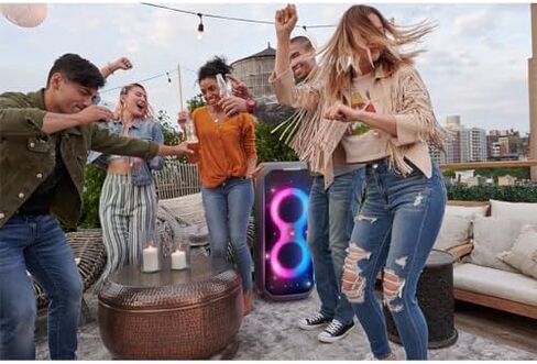 JBL PartyBox 710 - مكبر صوت للحفلات مع صوت قوي، وأضواء مدمجة وباس عميق إضافي، مقاوم لرذاذ الماء IPX4، اتصال التطبيق/البلوتوث، مصنوع للاستخدام في كل مكان بعجلات مقبض (أسود) in Saudi Arabia