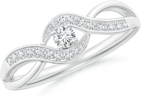 Angara Natural Diamond Solitaire Promise Ring for Women | Solitaire Round Diamond in 14K Solid Gold/Sterling Silver/Platinum | April Birthday, Anniversary Gemstone Jewellery Gift in Saudi Arabia