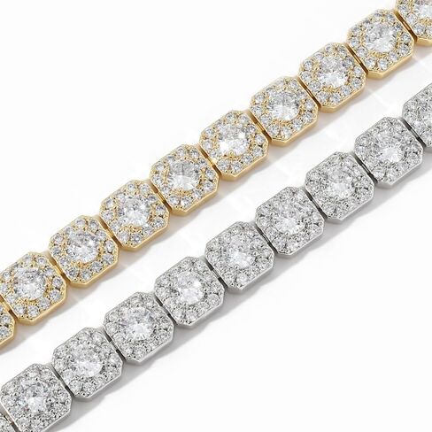 14K Gold 13mm Hip-Hop Bracelet with Rock Sugar Moissanite and Flip Clasp, Unisex Gift in Saudi Arabia