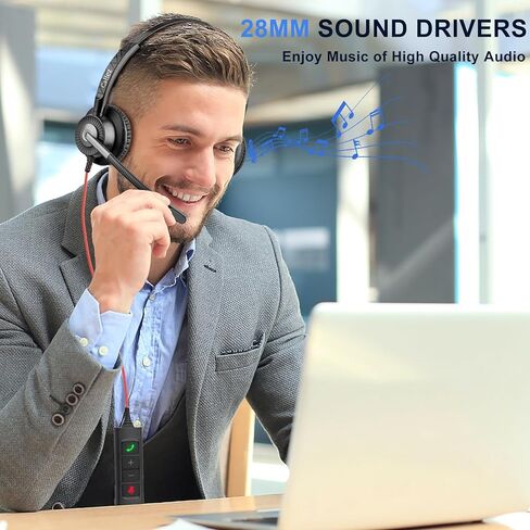 USB Headset with Microphone for Laptop, Ultra Comfort Wired Computer Headset with in-Line Controls for PC Mac, USB Headphones Work from Home, Office, Call Center, Classroom, Skype, Zoom in Saudi Arabia