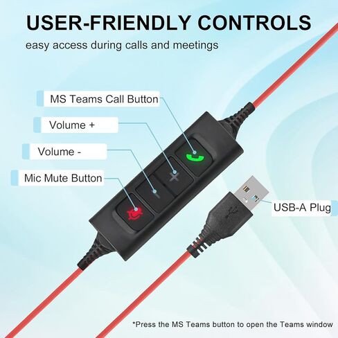 USB Headset with Microphone for Laptop, Ultra Comfort Wired Computer Headset with in-Line Controls for PC Mac, USB Headphones Work from Home, Office, Call Center, Classroom, Skype, Zoom in Saudi Arabia
