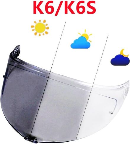 K6 Helmet Visor Replacement,Motorcycle Helmet Face Shield Sunscreen Anti Uv Windshield Compatible with AGV K6 K6S (Black-Day use only) in Saudi Arabia