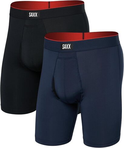 SAXX Underwear Co. Men's Boxer Briefs - Sport Mesh Men's Underwear - Boxer Briefs With Built-In Ballpark Pouch Support - Workout Boxer Briefs, Pack Of 2,Black/Graphite, Large in Kuwait