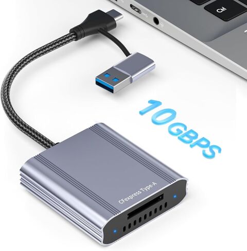 قارئ بطاقات CFast 2.0، قارئ بطاقات CFast USB C 3.0 وUSB A، قارئ بطاقة ذاكرة CFast من الألومنيوم مع سرعة 5 جيجابت في الثانية لبطاقات SanDisk وLexar وTranscend وSony وقراءة 5 بطاقات CFast/TF/SD/XD/CF في وقت واحد in Kuwait