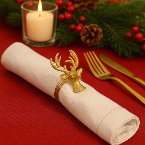 ITOS365 Napkin Rings Set of 12 for Dining Table Decoration Parties Everyday Metal Napkin Holder Deer Gold (Pack of 12) in Saudi Arabia