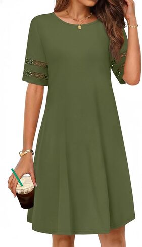 MEROKEETY Women's 2026 Summer Spring Casual T Shirt Dress Hollow Out Short Sleeve Beach Vacation Shift Swing Sundress in Saudi Arabia