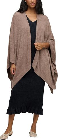 Barefoot Dreams Bamboo Chic Lite Weekend Wrap - Heathered Pewter/Pearl in Saudi Arabia