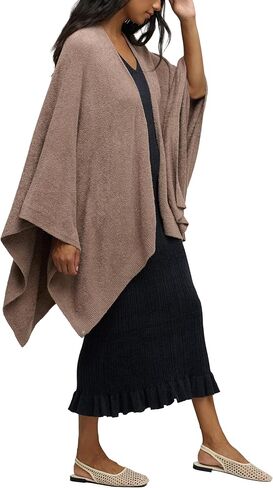 Barefoot Dreams Bamboo Chic Lite Weekend Wrap - Heathered Pewter/Pearl in Saudi Arabia