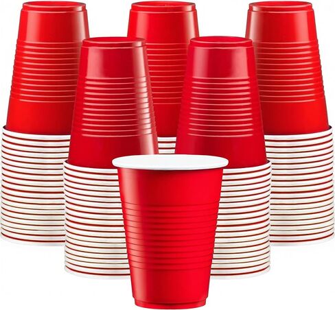 TashiBox 12 oz disposable plastic party cups (Red, 100) in Kuwait