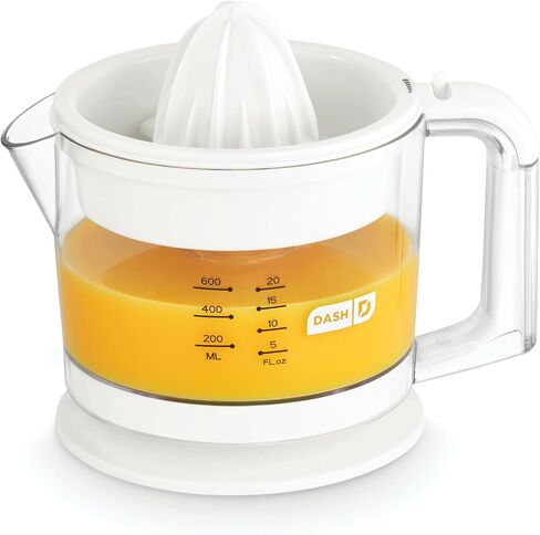 Dash Dual Electric Citrus Juicer Machine - Orange Juicer and Lemon Squeezer with Auto-Reversing Reamer, Adjustable Pulp Control, Mess-Free Spout, 20 oz Juice Container-Lime Squeezer for Home-White in Kuwait