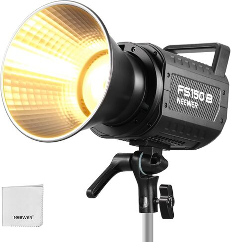 NEEWER FS150 LED ضوء فيديو 2.4G/APP التحكم، 130W 5600K COB ضوء النهار التصوير الصامت إضاءة الإخراج المستمر 4 أنواع تعتيم دقيقة 102000lux/1m CRI97+ 9 تأثيرات Bowens Mount، قابس أمريكي in Kuwait