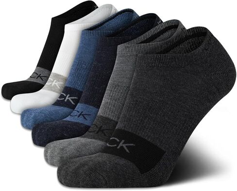 Calvin Klein Men's Socks - No Show Ankle Socks (6 Pack), Size 7-12, Grey/Black in Saudi Arabia