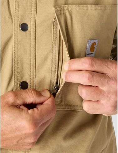 قميص Carhartt الرجالي المتين والمرن والمريح من القماش الكتاني المبطن بالصوف والمزود بغطاء أمامي من Jac in Saudi Arabia