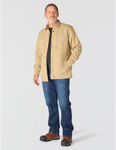قميص Carhartt الرجالي المتين والمرن والمريح من القماش الكتاني المبطن بالصوف والمزود بغطاء أمامي من Jac in Saudi Arabia