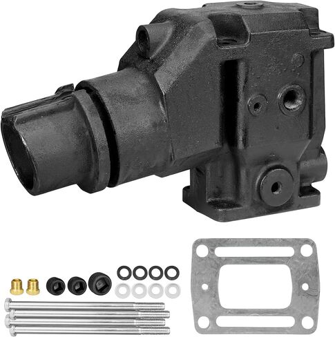 Set of 2 Cast Iron Exhaust Riser Elbows with Gaskets & Bolts - Replaces 3855270, 3850456, 913784, 4.3L, 5.0L, 5.7L, 5.8L 305, 350, V6, V8 Engines, 4" Outlet - 7.75" Tall Riser by FASWORX in Saudi Arabia