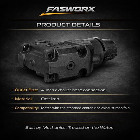 Set of 2 Cast Iron Exhaust Riser Elbows with Gaskets & Bolts - Replaces 3855270, 3850456, 913784, 4.3L, 5.0L, 5.7L, 5.8L 305, 350, V6, V8 Engines, 4" Outlet - 7.75" Tall Riser by FASWORX in Saudi Arabia