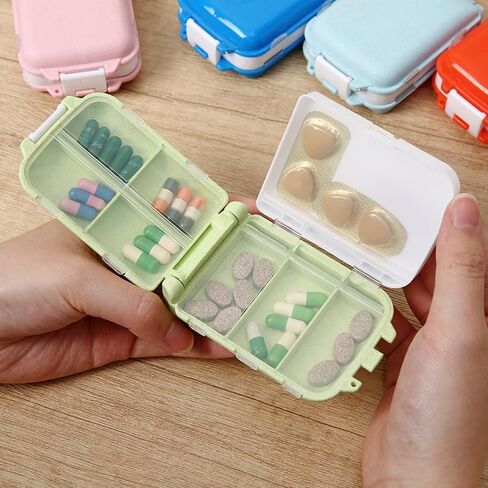 Weekly Pill Organizer for Travel - Compact Medicine Pill Box with Daily Compartments, Perfect for Travelers and Elderly(Beige) in Saudi Arabia