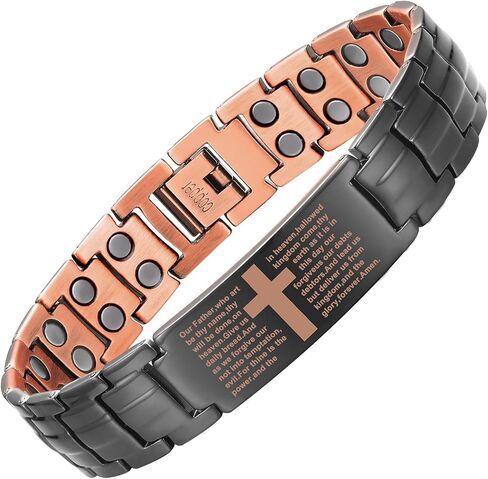 MagEnergy Pure Copper Bracelet for Men,Copper Magnetic Bracelet with 3500 Gauss Magnets,Adjustable Christian Cross Bracelet Jewelry Gift with Sizing Tool in Saudi Arabia