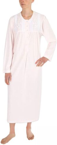ثوب نوم نسائي طويل منسوج على شكل قرص العسل من Miss Elaine، فستان بأكمام طويلة، ملابس نوم وملابس للاسترخاء in Kuwait