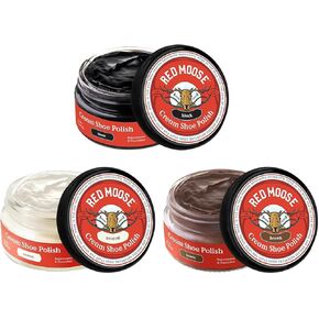 طقم تلميع الأحذية مكون من 3 قطع من RED MOOSE - مجموعة فرشاة الأحذية وقماش التنظيف - [2] فرش تنظيف ممتازة لشعر الخيل وقماش تلميع كبير جدًا - مجموعة تلميع الجلود والعناية بالأحذية والأحذية طويلة الرقبة in Kuwait