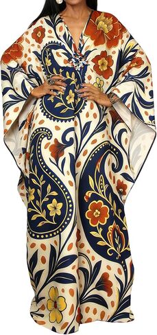 Bsubseach Women Ethnic Print Kaftan Beach Dress Plus Size Swimsuit Cover Up in Saudi Arabia