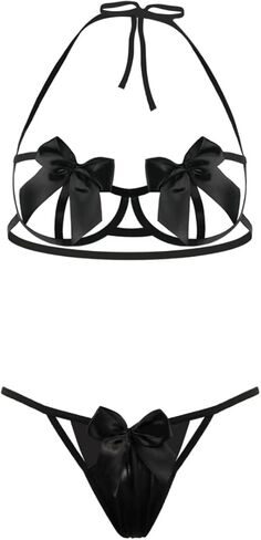Women Cute Bowknot Bra and Panties Set Halter Neck Sexy Babydoll Lingerie Set Self Tie Straps Teddy Underwear Sleepwear Gift in Saudi Arabia