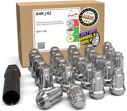 Wheel Accessories Parts 20 Pcs 1/2"-20 Thread Spike Spline 4.40" Long Lug Nuts Chrome 7/8" & 13/16" Hex Fits Chevy C10 K5 Blazer ｜ GMC C1500 ｜ Dodge Ram 1500 Ramcharger ｜ Ford F150 ｜ Jeep Wrangler in Kuwait
