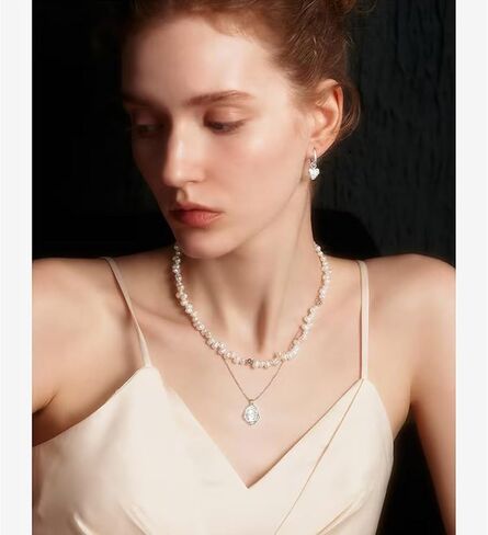 Pearl Hoop Earrings for Women | Unique Mismatched Gold and Silver Plated Pearl and Heart Dangle Earrings | Statement Hammered Gold Huggie Y2k Aesthetic Earrings in Saudi Arabia