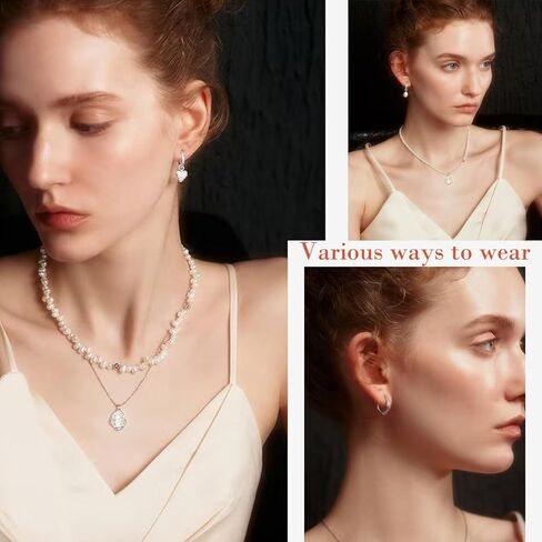 Pearl Hoop Earrings for Women | Unique Mismatched Gold and Silver Plated Pearl and Heart Dangle Earrings | Statement Hammered Gold Huggie Y2k Aesthetic Earrings in Saudi Arabia