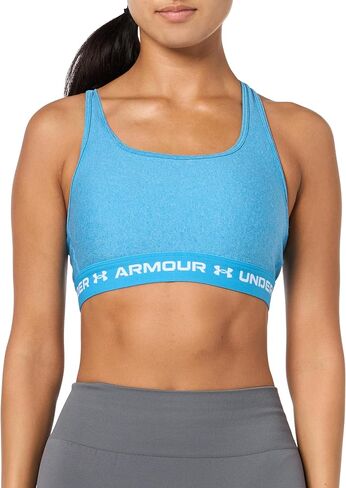 Under Armour womens HeatGear Armour Mid Impact Crossback Sports Bra , Equator Blue (417)/Mechanic Blue , Small in Kuwait