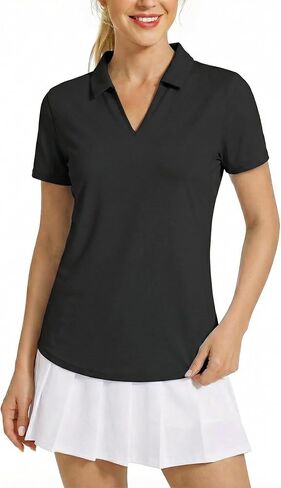 Women's Golf Polo Shirts Short Sleeve Collared V Neck Tennis Shirt Sun Protection UPF 50+ Quick Dry Moisture Wicking in Saudi Arabia
