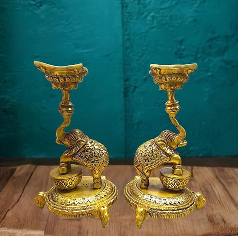 Oil Lamp Brass Lamp for Home Decor Brass Diya Stand 24 Inch Large Home Temple Diya Handmade Oil Lamp Dia Indian Handcrafted Deepak Mandir Temple Decor 2 Pcs in Saudi Arabia